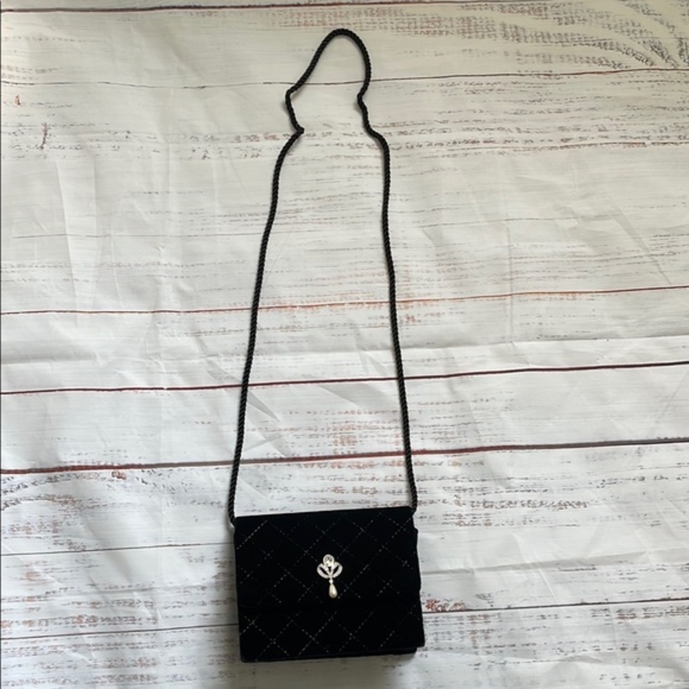 MONET Elegant Black Quilted Crossbody Bag